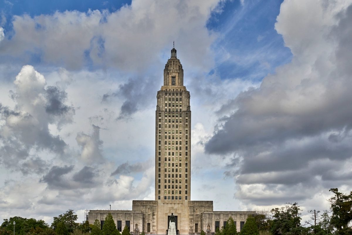 The Louisiana State Capitol tower in Baton Rouge